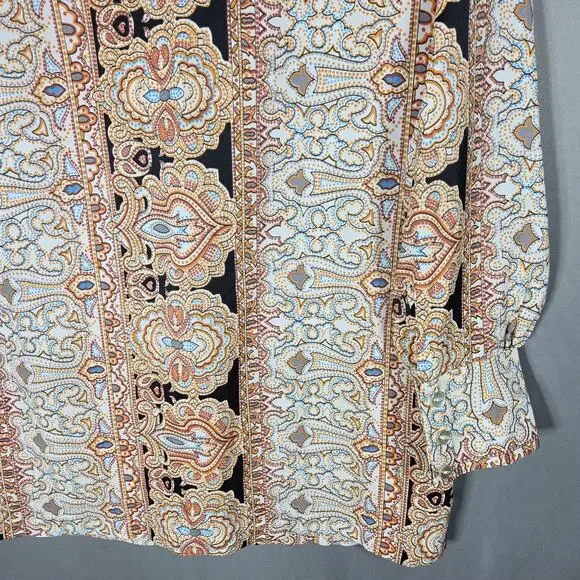 VTG Carole Sue Paisley Tunic Blouse L Multicolor Boho Festival Long Shirt Top - Picture 9 of 10